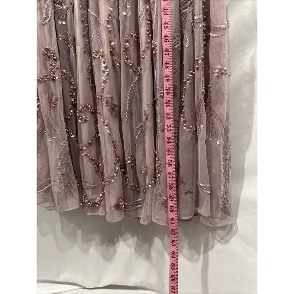 NEW MAC DUGGAL [‎ 12 ] 93930 Puff Sleeve Embellished A Line Gown Heather Purple - Picture 9 of 16